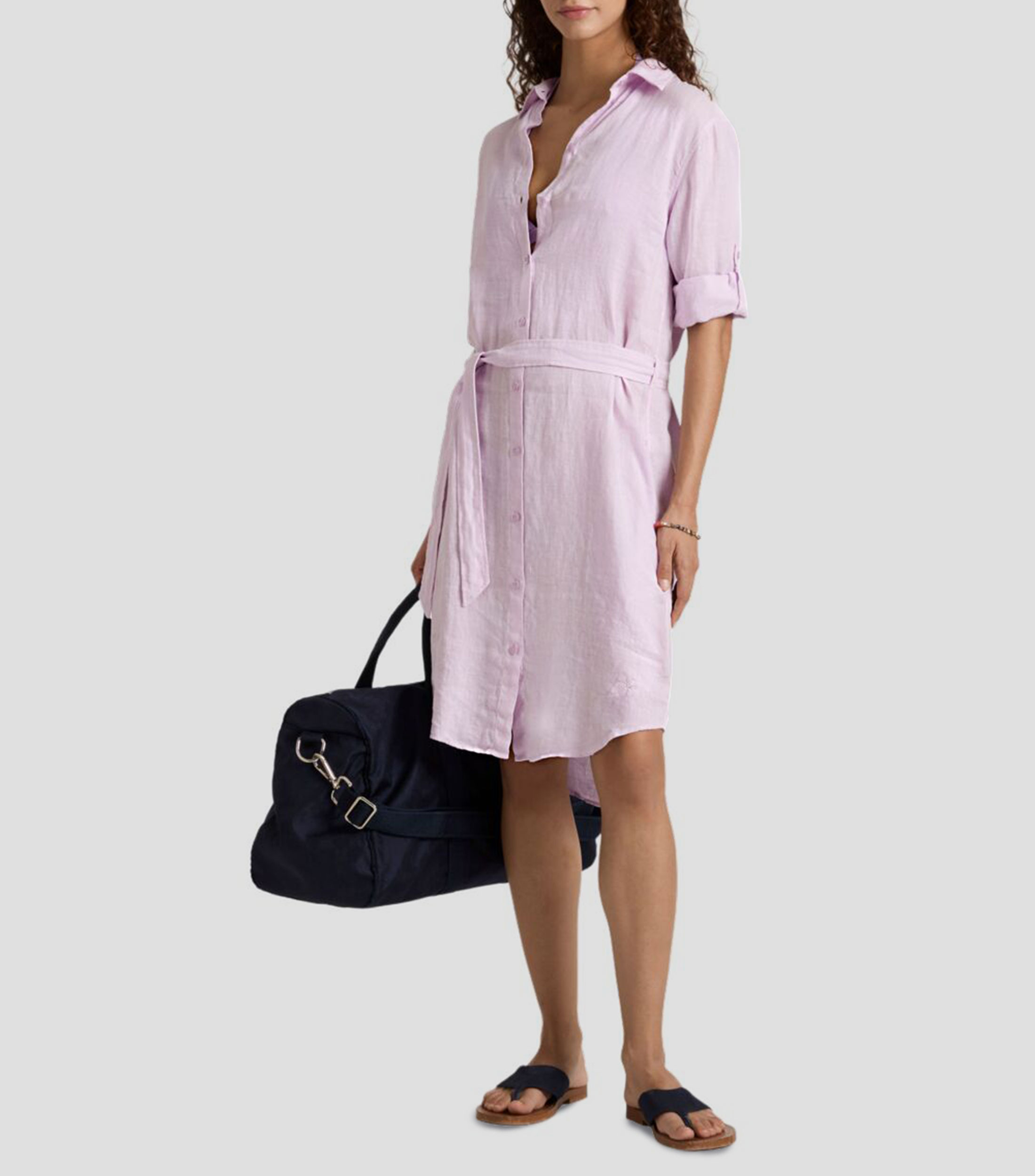 Vestido de playa midi liso Mujer